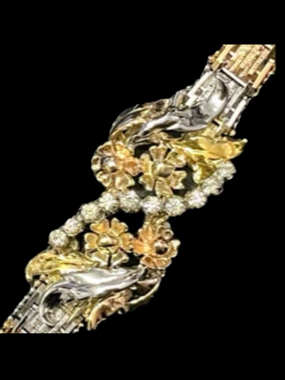 18k white yellow rose gold Technibond Diamond cut Riccio CZ vintage bracelet HSN